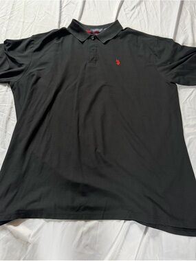 Men's Black US Polo Association Shirt with Red Logo - Classic Casual